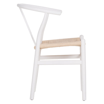 Dining Chair Brave Hm8695.14 Beech Wood In White-rope In Beige 54x53x75hcm