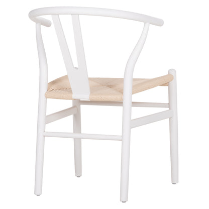 Dining Chair Brave Hm8695.14 Beech Wood In White-rope In Beige 54x53x75hcm