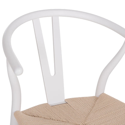 Dining Chair Brave Hm8695.14 Beech Wood In White-rope In Beige 54x53x75hcm