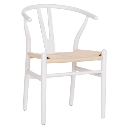 Dining Chair Brave Hm8695.14 Beech Wood In White-rope In Beige 54x53x75hcm