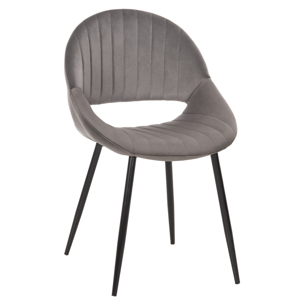 Dining Chair Oden Hm9001.01 Grey Velvet-metal Legs In Black 52x55x84hcm.