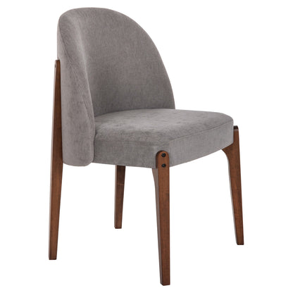 Dining Chair Rammer Hm9744.01 Rubberwood In Walnut-grey Fabric 57x55x86hcm.