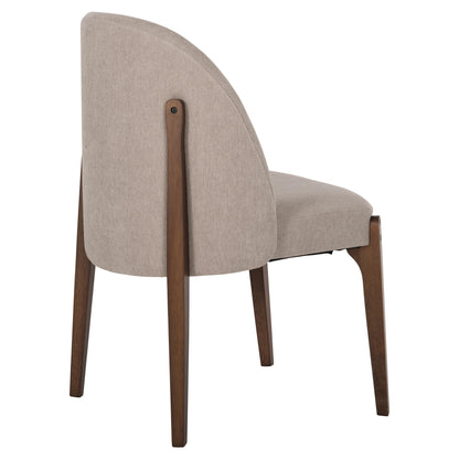 Dining Chair Rammer Hm9744.02 Rubberwood In Walnut-ecru Fabric 57x55x86hcm.