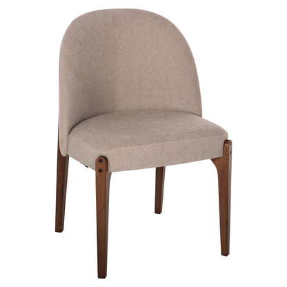 Dining Chair Rammer Hm9744.02 Rubberwood In Walnut-ecru Fabric 57x55x86hcm.