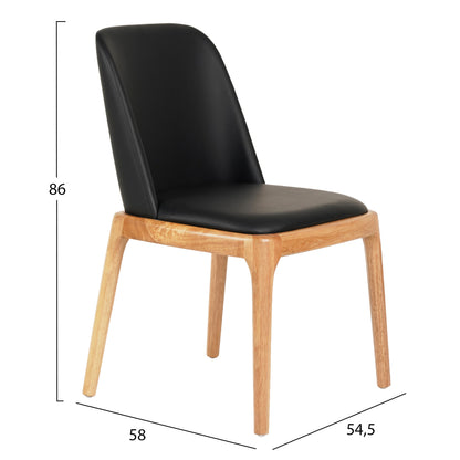 Dining Chair Furlan Hm9944.01 Rubberwood-black Pu 54,5x58x86hcm.