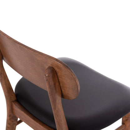 Dining Chair Sekor Hm9945.03 Rubberwood In Walnut Color-black Pu  51x48x79hcm.