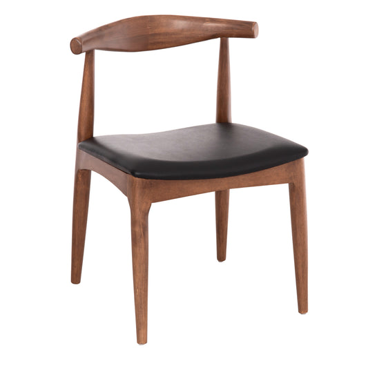 Dining Chair Alor Hm9947.03 Rubberwood In Walnut Color-black Pu 55x51x75hcm.