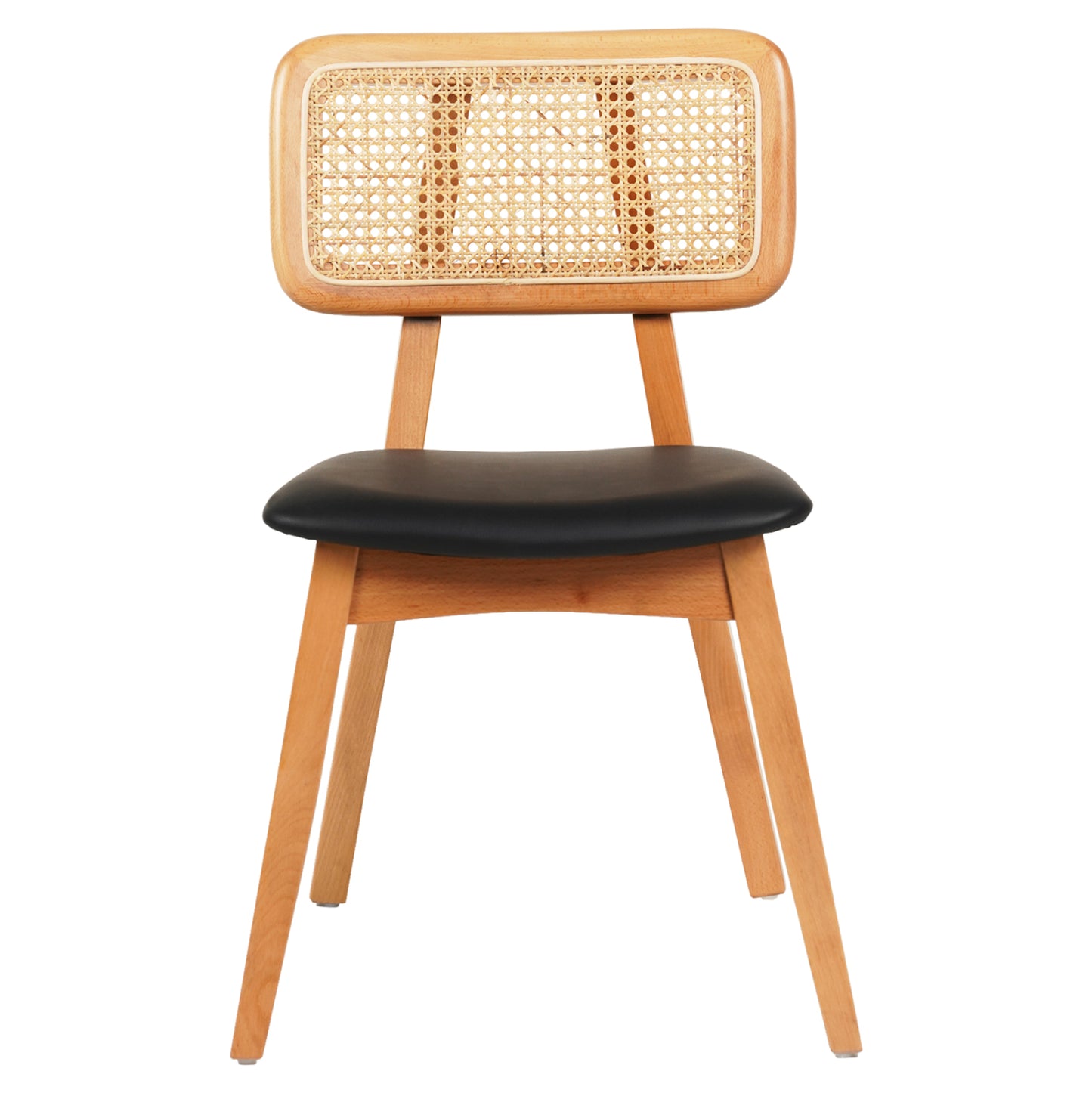 Dining Chair Luffy Hm9953.01 Beech Wood In Oak Color-black Pu 47x60x80hcm.
