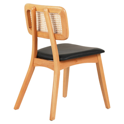 Dining Chair Luffy Hm9953.01 Beech Wood In Oak Color-black Pu 47x60x80hcm.