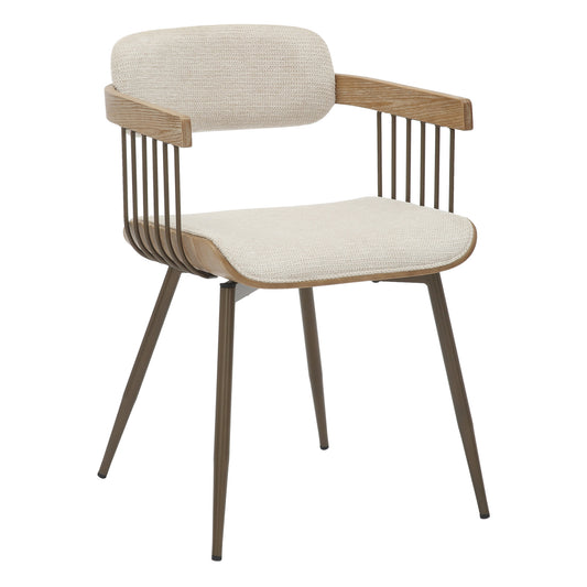 Dining Chair Lang Hm9973.01 Metal Frame Qntique Copper-ecru Fabric 52x52x76hcm.