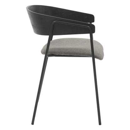 Dining Chair Korin Hm9975.02 Metal & Plywood In Black-grey Fabric 54x51x72,5hcm.