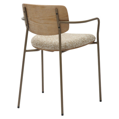 Dining Chair Vikki Hm9980.01 Metal In Antique Copper-white Wash Plywood-beige Fabric 54x54x75,5hcm.