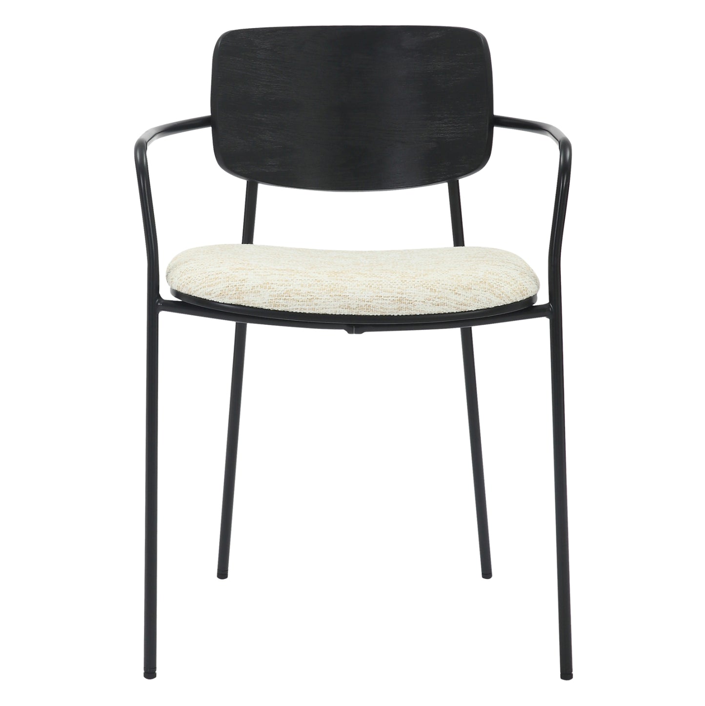 Dining Chair Vikki Hm9980.02 Metal & Plywood In Black-ecru Fabric 54x54x75,5hcm.