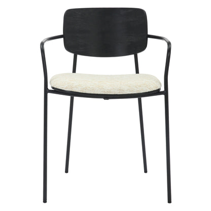 Dining Chair Vikki Hm9980.02 Metal & Plywood In Black-ecru Fabric 54x54x75,5hcm.