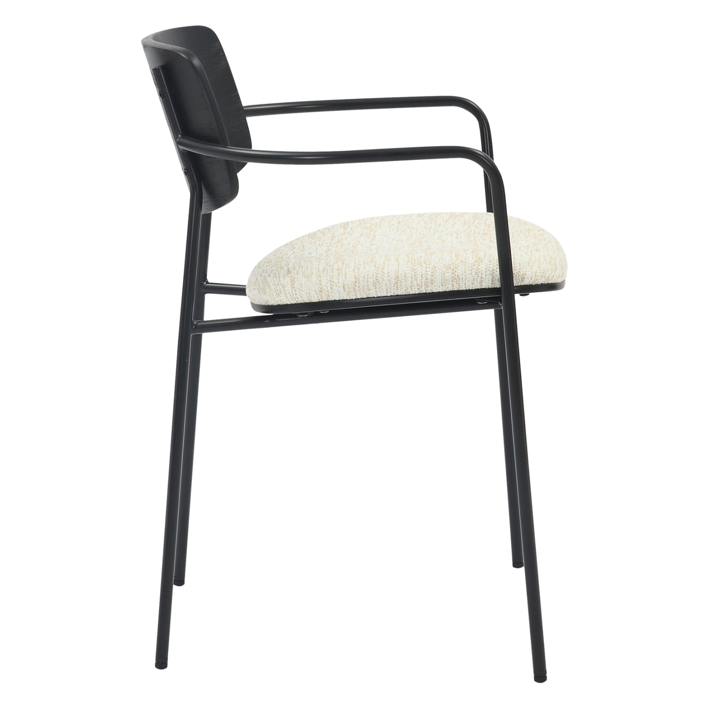 Dining Chair Vikki Hm9980.02 Metal & Plywood In Black-ecru Fabric 54x54x75,5hcm.