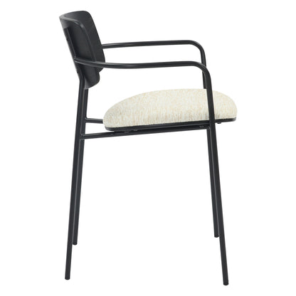 Dining Chair Vikki Hm9980.02 Metal & Plywood In Black-ecru Fabric 54x54x75,5hcm.