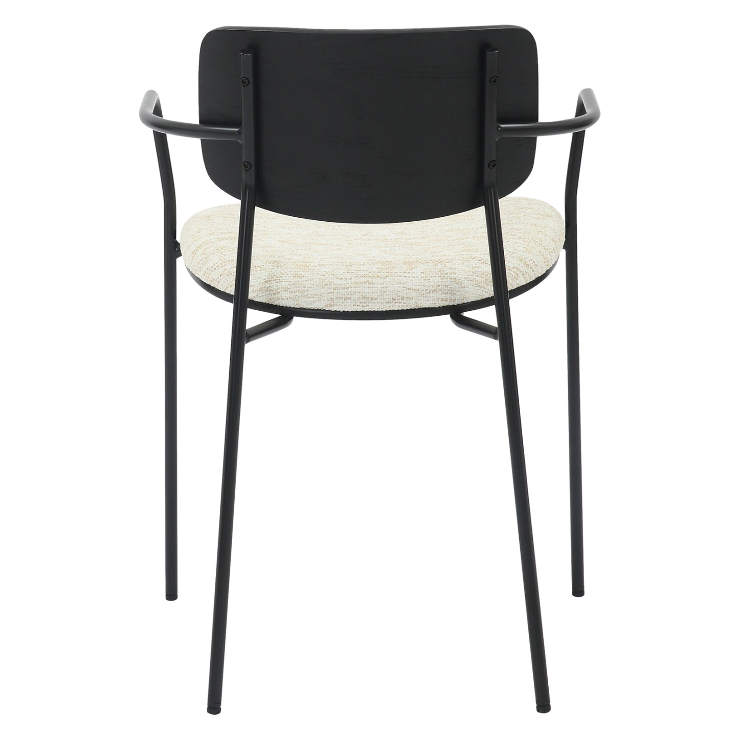 Dining Chair Vikki Hm9980.02 Metal & Plywood In Black-ecru Fabric 54x54x75,5hcm.