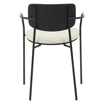 Dining Chair Vikki Hm9980.02 Metal & Plywood In Black-ecru Fabric 54x54x75,5hcm.