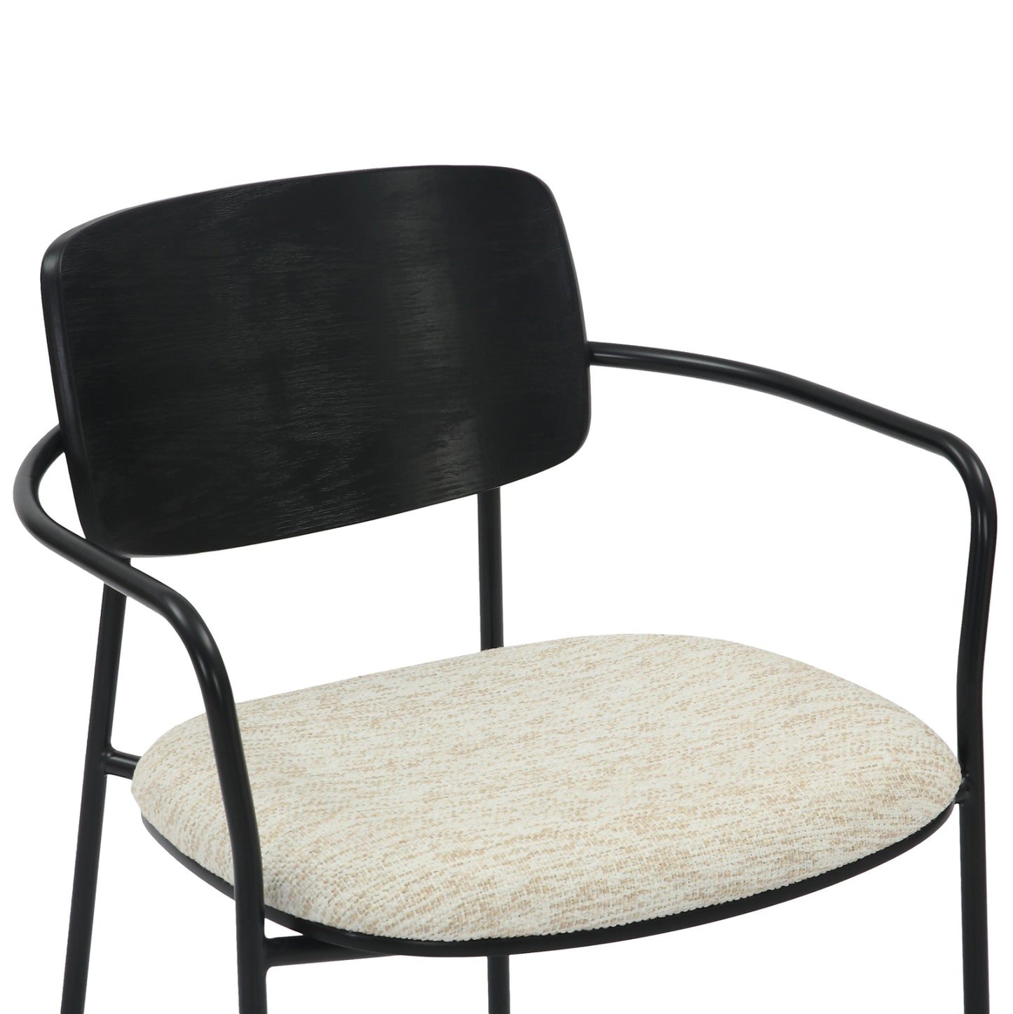 Dining Chair Vikki Hm9980.02 Metal & Plywood In Black-ecru Fabric 54x54x75,5hcm.