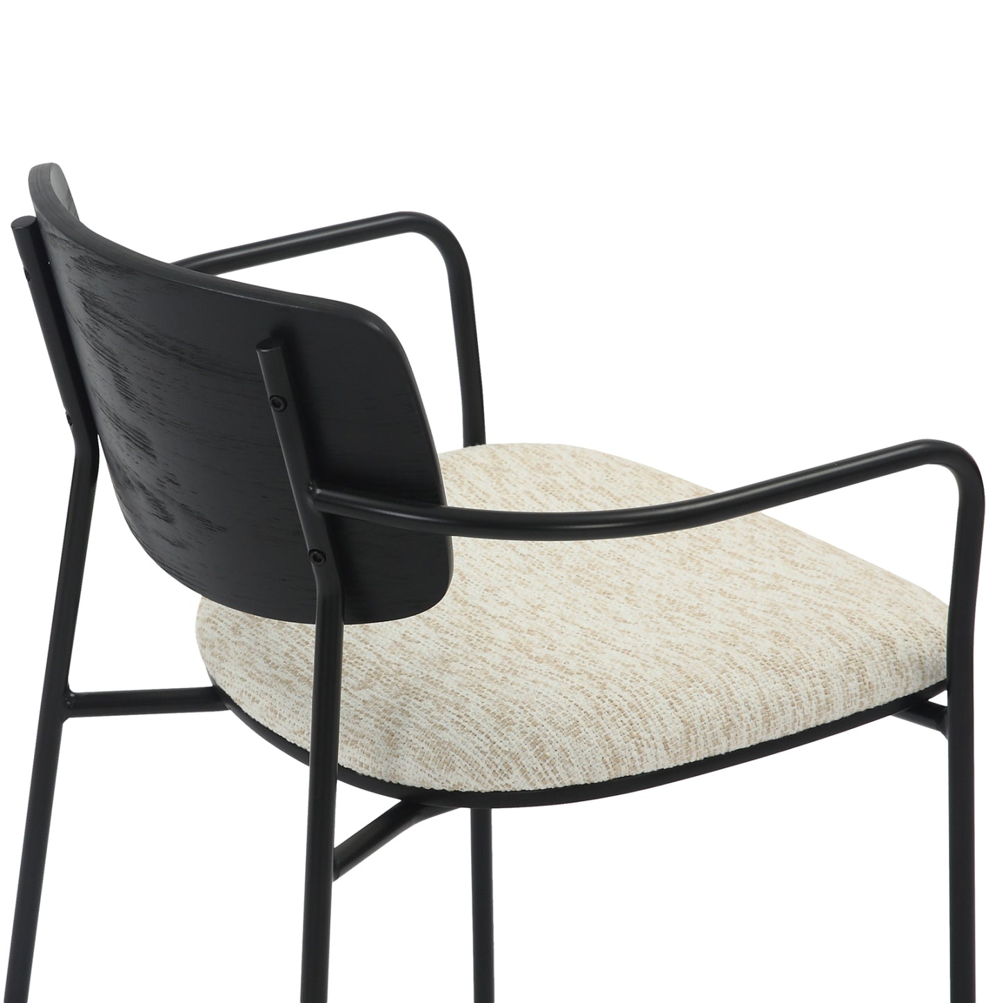 Dining Chair Vikki Hm9980.02 Metal & Plywood In Black-ecru Fabric 54x54x75,5hcm.