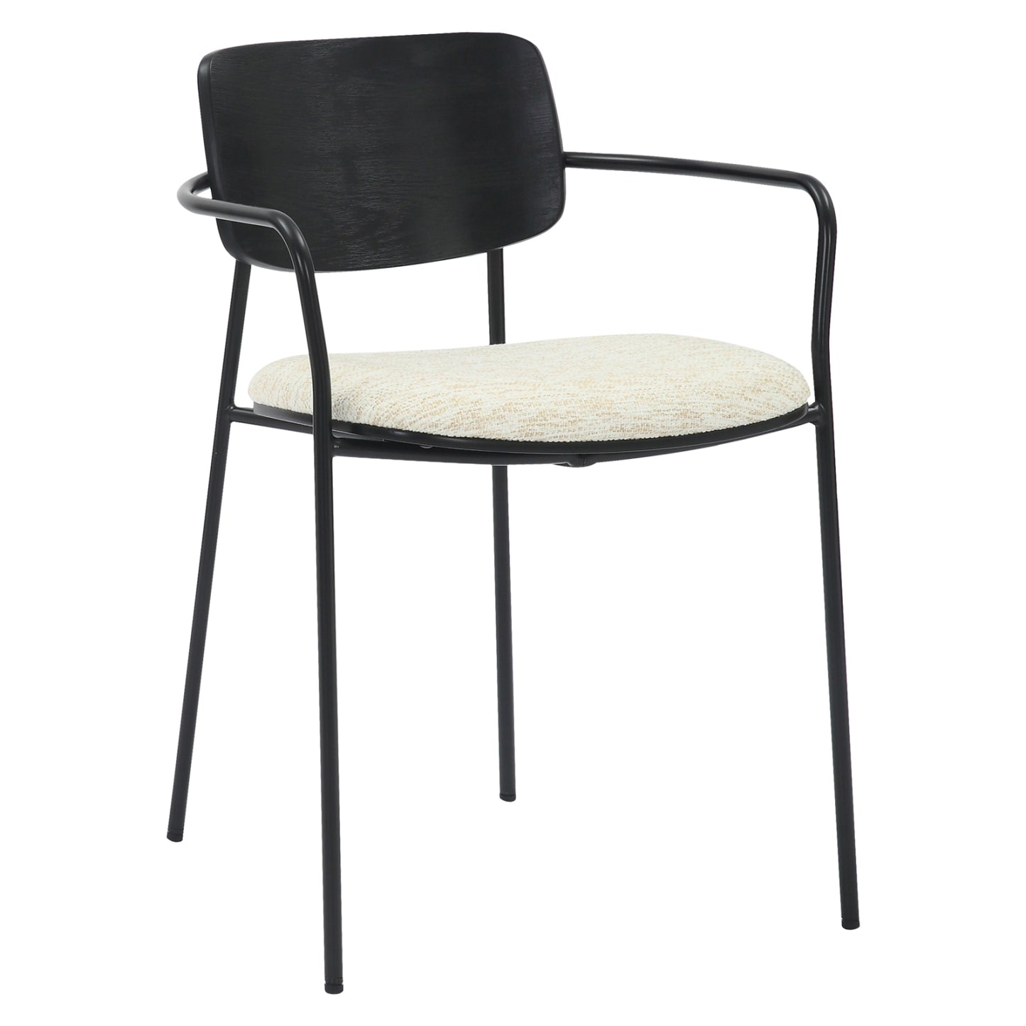 Dining Chair Vikki Hm9980.02 Metal & Plywood In Black-ecru Fabric 54x54x75,5hcm.