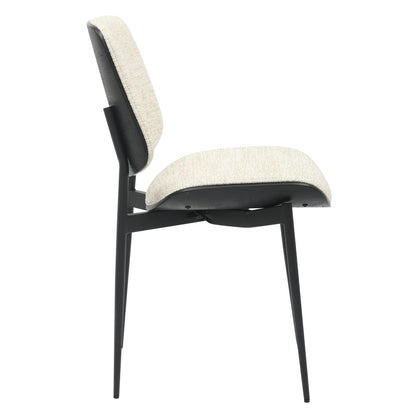 Dining Chair Conti Hm9983.02 Black Metal & Plywood-ecru Fabric 48,5x56x82,5hcm.