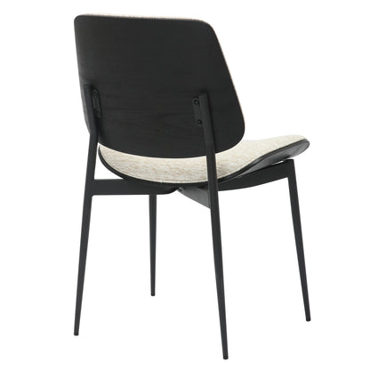Dining Chair Conti Hm9983.02 Black Metal & Plywood-ecru Fabric 48,5x56x82,5hcm.