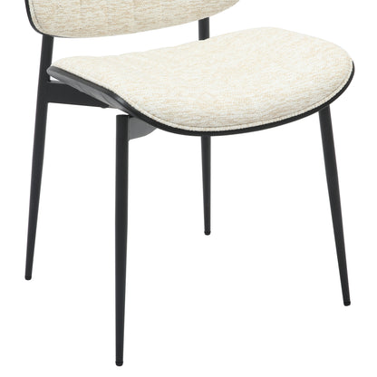 Dining Chair Conti Hm9983.02 Black Metal & Plywood-ecru Fabric 48,5x56x82,5hcm.
