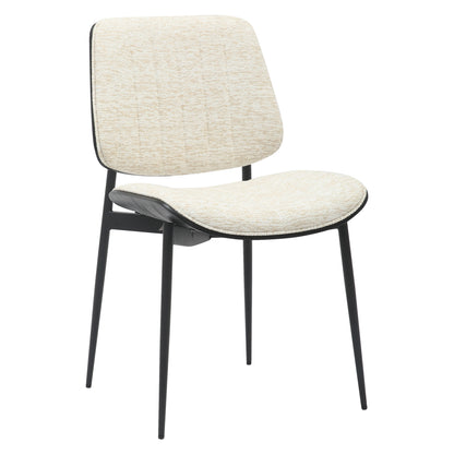 Dining Chair Conti Hm9983.02 Black Metal & Plywood-ecru Fabric 48,5x56x82,5hcm.