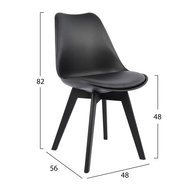 Chair Vegas Hm0033.32 Polypropylene-pu-black 47,5x55x82 Cm