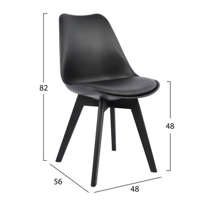 Chair Vegas Hm0033.32 Polypropylene-pu-black 47,5x55x82 Cm