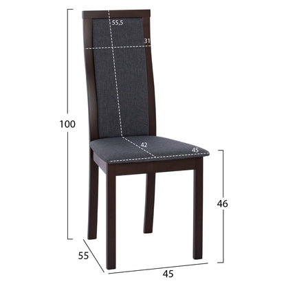 Chair Beech Wood In Walnut Color Hm9257.01 45x55x100hcm.