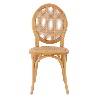 Wooden Chair With Oval Back And Rattan In Natural Color Hm8745.01 45x50x97