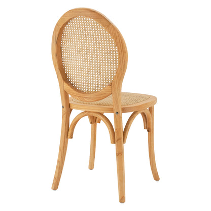 Wooden Chair With Oval Back And Rattan In Natural Color Hm8745.01 45x50x97