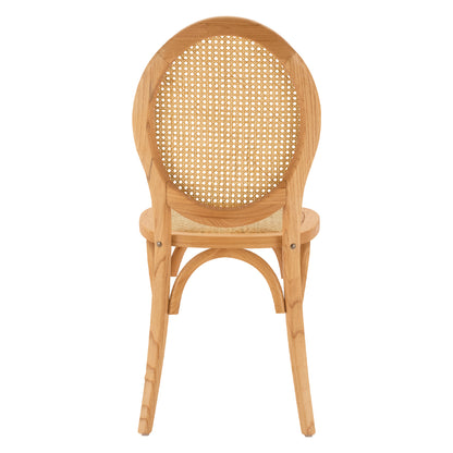 Wooden Chair With Oval Back And Rattan In Natural Color Hm8745.01 45x50x97
