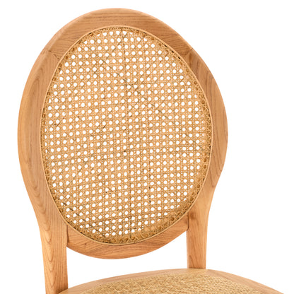 Wooden Chair With Oval Back And Rattan In Natural Color Hm8745.01 45x50x97