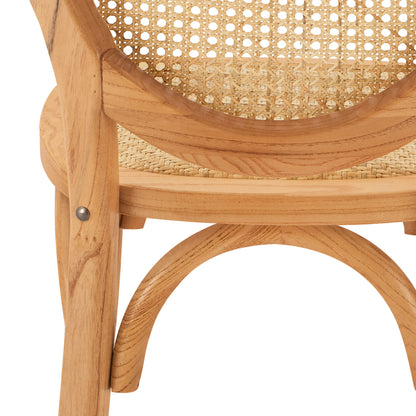 Wooden Chair With Oval Back And Rattan In Natural Color Hm8745.01 45x50x97