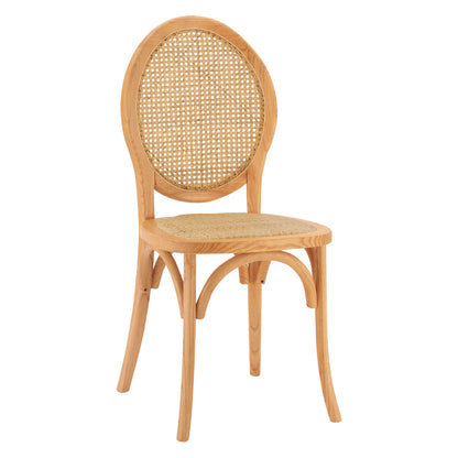 Wooden Chair With Oval Back And Rattan In Natural Color Hm8745.01 45x50x97