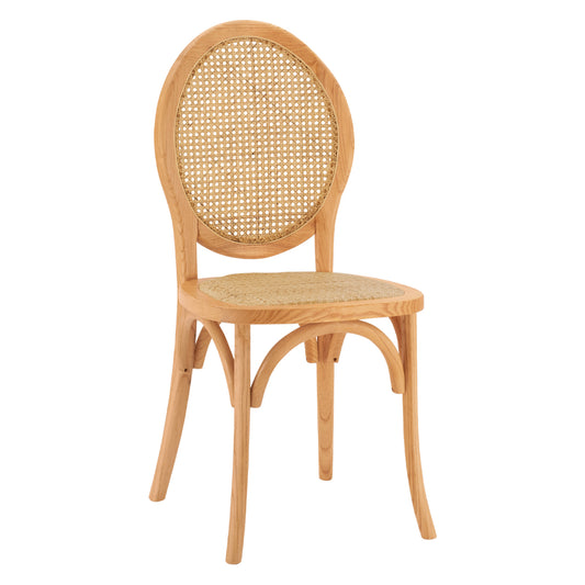 Wooden Chair With Oval Back And Rattan In Natural Color Hm8745.01 45x50x97