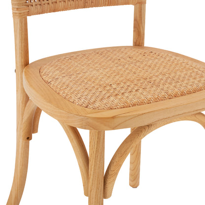 Wooden Chair With Rattan In Natural Shade Hm8752.01 49x54x89cm