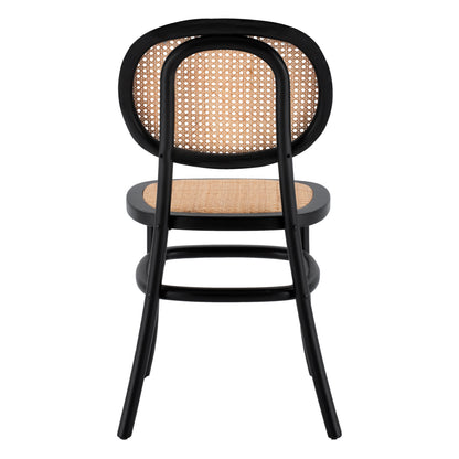 Wooden Chair With Rattan In Black Color Hm8747 44x51x87cm