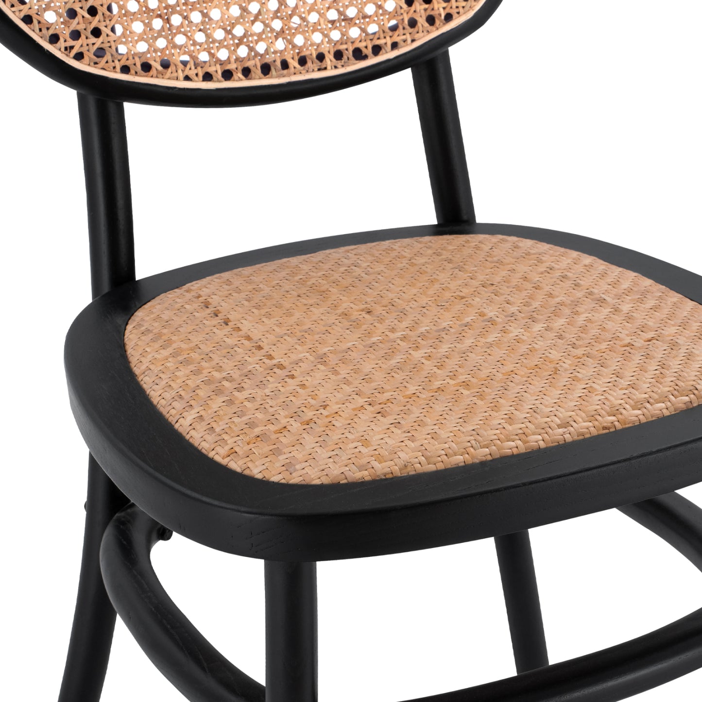 Wooden Chair With Rattan In Black Color Hm8747 44x51x87cm