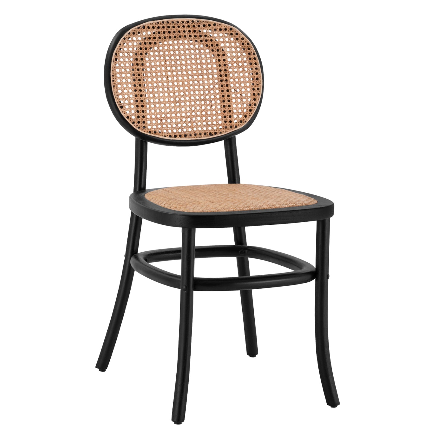 Wooden Chair With Rattan In Black Color Hm8747 44x51x87cm