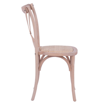 Chair Owen Wooden Stackable From Beech Wood Unpainted With Crossed Back Hm8575.20 45x55,5x90 Cm