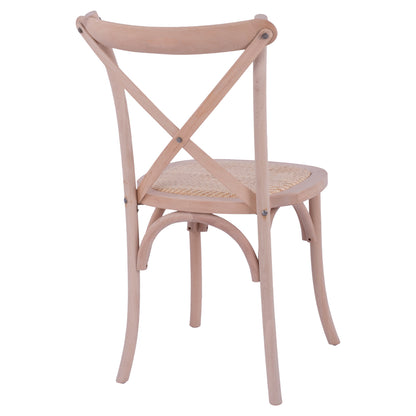Chair Owen Wooden Stackable From Beech Wood Unpainted With Crossed Back Hm8575.20 45x55,5x90 Cm