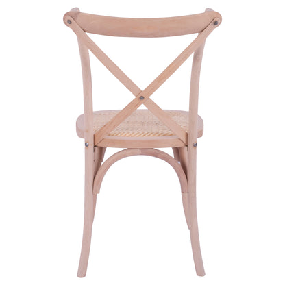 Chair Owen Wooden Stackable From Beech Wood Unpainted With Crossed Back Hm8575.20 45x55,5x90 Cm