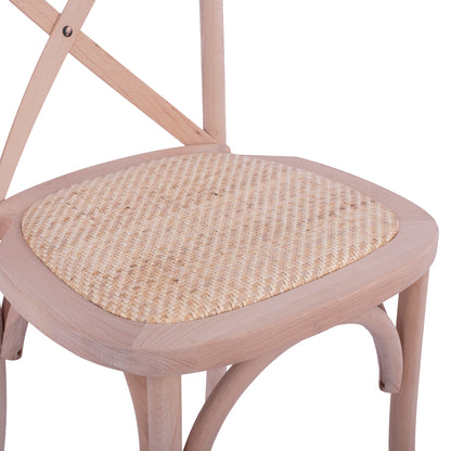 Chair Owen Wooden Stackable From Beech Wood Unpainted With Crossed Back Hm8575.20 45x55,5x90 Cm