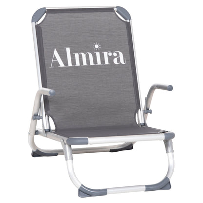 Beach Chair Heavy Duty Aluminum Almira Hm5053.10 Grey Textilene--high Backrest 55x71x66hcm