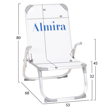 Raised Beach Chair Heavy Duty Aluminum Almira Hm6431.03 White Textilene 53x68x80hcm