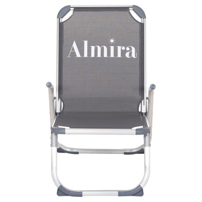 Raised Beach Chair Heavy Duty Aluminum Almira Hm6431.10 Grey Textilene 53x68x80hcm